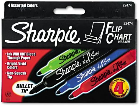 Sharpie 22474 Sharpie Flip Chart Markers, Bullet Tip, Four Colors, 4/Set, Carton of 12 sets