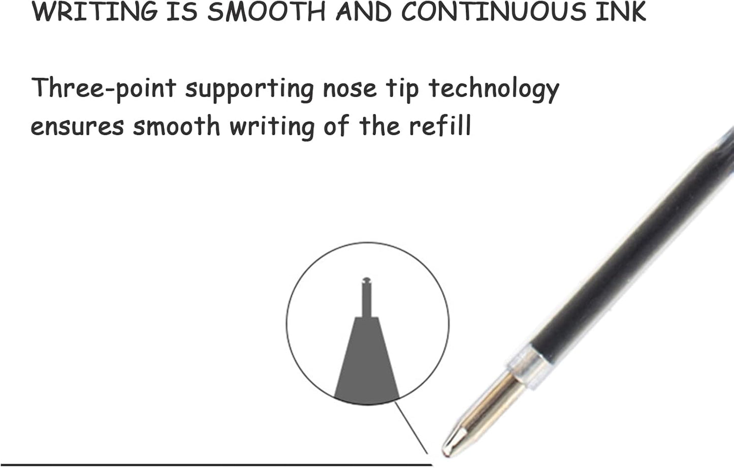 20 Pieces Ballpoint Pen Refills Black Ink 1.0mm Medium Point Smooth Writing Replacement Gel Ink Refills for Retractable Ballpoint Pen School Office Supplies