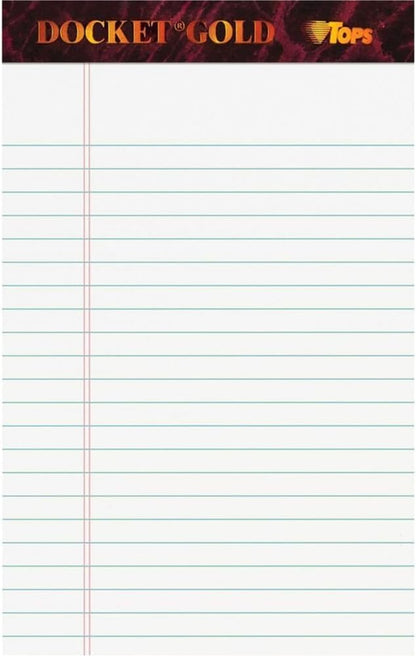 TOPS Tops Docket Gold Jr. Legal Ruled White Legal Pads (TOP63910) 5 x 8 Inch