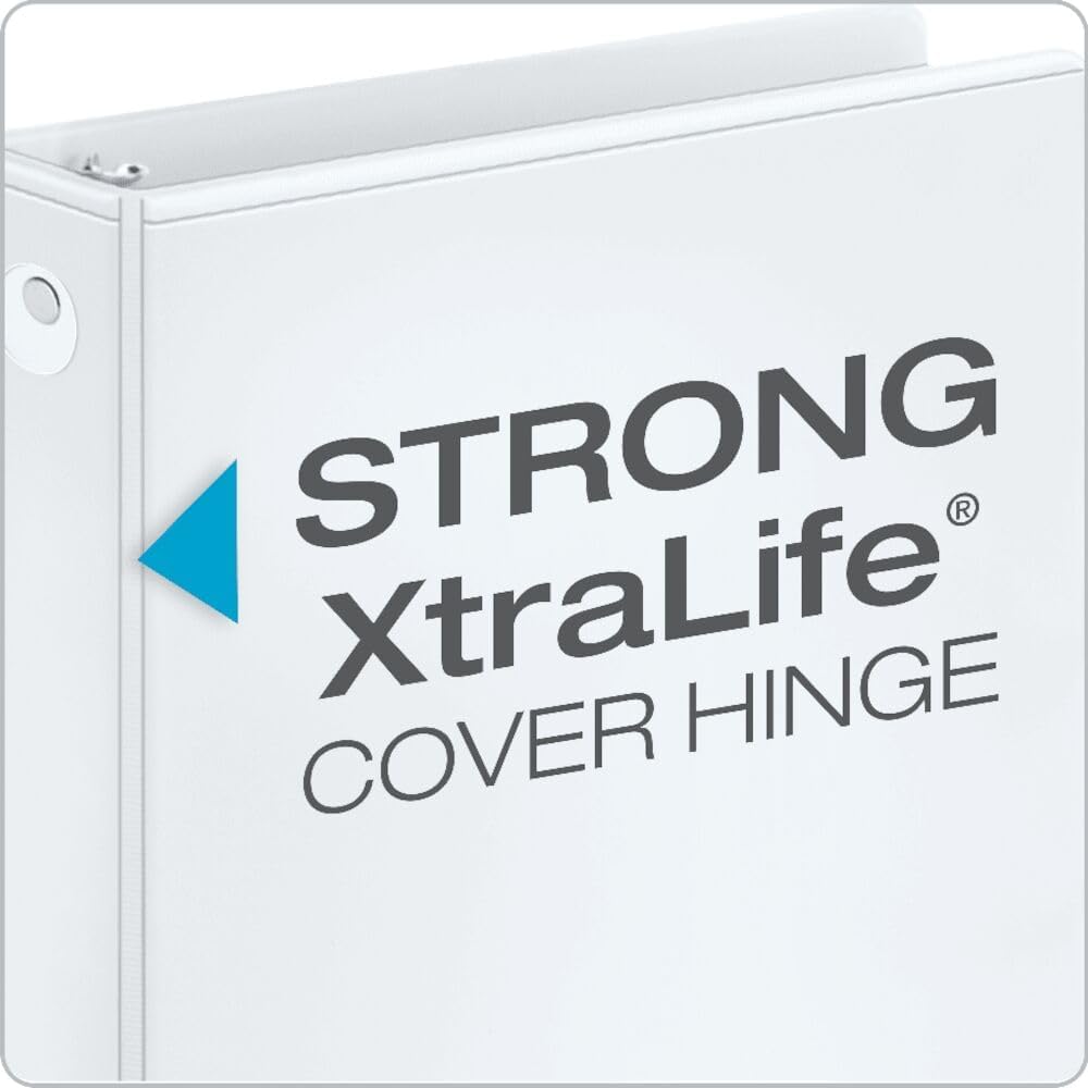 Cardinal Economy 3-Ring Binders, 3", Round Rings, Holds 625 Sheets, ClearVue Presentation View, Non-Stick, White, Carton of 12 (90651)