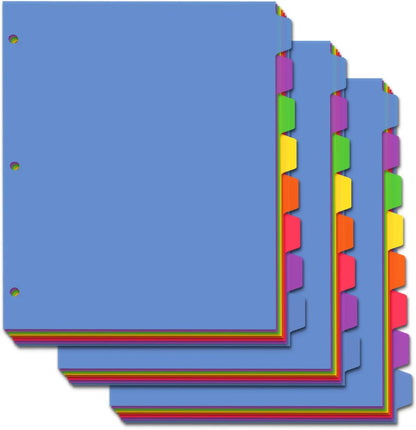 Cute 5 Tab Binder Dividers with Tabs, Write&Erase Plastic Dividers for 3 Ring Binder, Multicolor, Ring Binder Dividers with Tabs for School Office,6 Sets(30pcs)