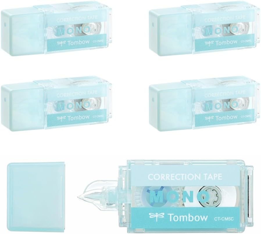 Tombow CT-CM5C80-5P MONO Mono Pocket Correction Tape, Tape Width 0.2 inches (5 mm) x 13.1 ft (4 m), Pink, 5 Pieces