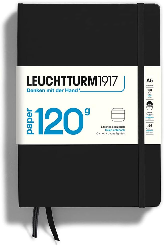 LEUCHTTURM1917 - 120G Special Edition - Medium A5 Hardcover Notebook - 203 Numbered Pages with 120gsm Paper (Navy, Dotted)