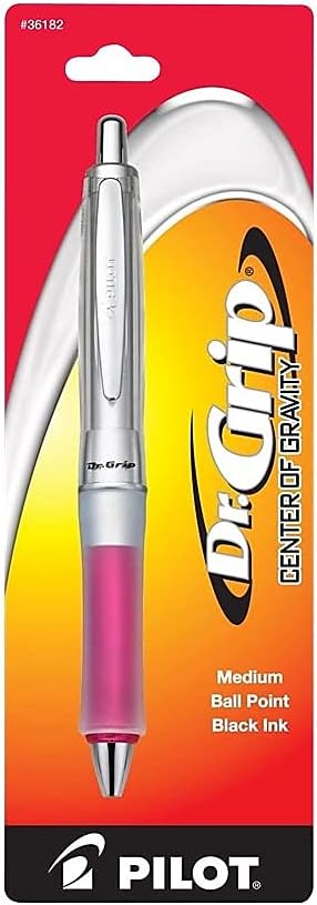 PILOT Dr. Grip Center of Gravity Refillable & Retractable Ballpoint Pen, Medium Point, Black, Single Pen- Ideal for School, Journaling & Office Writing