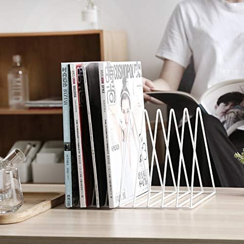 Sooyee 9 Slot Rose Gold Magazine Holder,Desktop File Sorter Organizer Triangle Bookshelf Decor Home Office