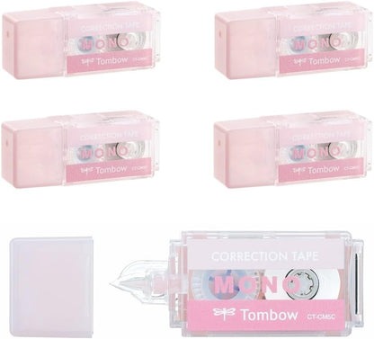 Tombow CT-CM5C80-5P MONO Mono Pocket Correction Tape, Tape Width 0.2 inches (5 mm) x 13.1 ft (4 m), Pink, 5 Pieces