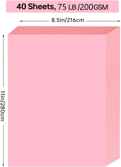 White Cardstock 8.5 x 11, 40 Sheets Card Stock, 75 LB/200 GSM Thick Copy Paper, Cardstock Printer Paper for School & Office Supplies, Art, Watercolo, Craft, Drawing, Invitations, Menus, DIY Cards