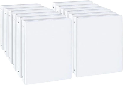 CIXILDTS 0.5-inch Round Ring Binder, Durable 1/2" 3 Ring Binder Fit Letter Size Paper, Presentation View Binders, White,12-Pack