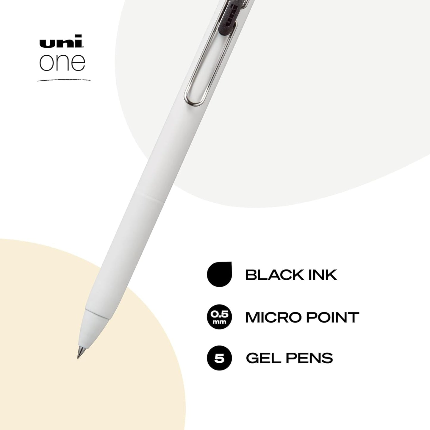 Uni-Ball One Black Retractable Gel Pens 4 Pack with Medium Points, Uni-Ball Click Pens are Fraud Proof and the Best Office, School, and Bible Pens