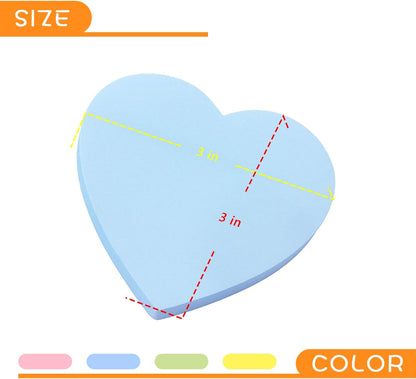 SIMONA Heart Shape Sticky Notes 8 Color Bright Colorful Sticky Pad 75 Sheets/Pad Self-Sticky Note Pads