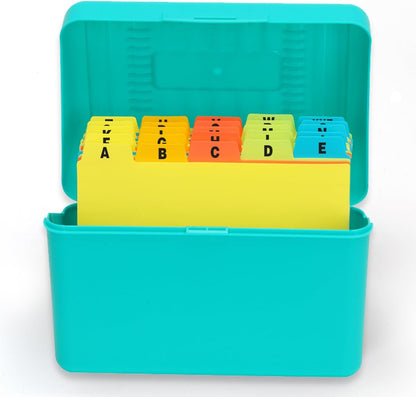 H4D Index Card Holder 3x5 Inches with 25 Plastic Dividers, Black
