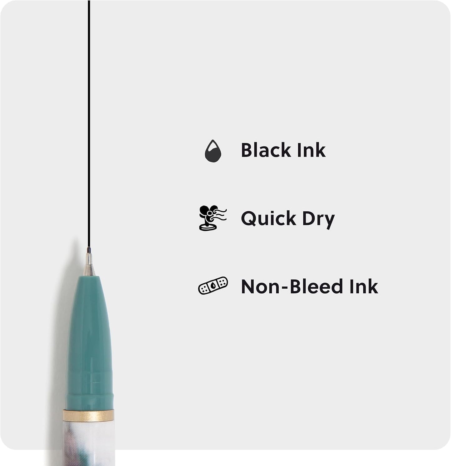 U Brands Catalina Felt Tip Pens, Set of 6 Black Ink Pens, Soft Touch Jewel Tones, Gold Details, Medium (0.7 mm) Point