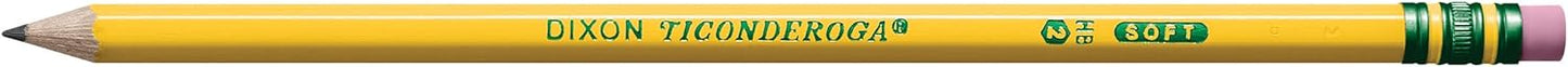 Ticonderoga Wood-Cased Pencils, Pre-Sharpened, 2 HB Soft, Yellow, 12 Count
