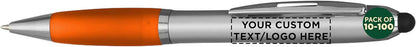 DISCOUNT PROMOS Custom Stylus Ballpoint Pens Set of 10/50/100, Personalized Bulk Pack - Black Ink, Great for Office, School, Business, Tradeshows, Events - Purple