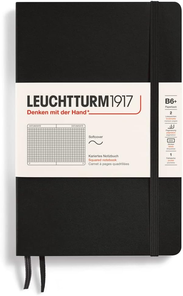 LEUCHTTURM1917 - Notebook Softcover Paperback B6+ - 123 Numbered Pages for Writing and Journaling (Ruled, Rising Sun)