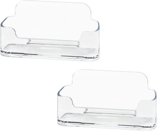 HSYMQ Acrylic Business Card Holder for Desk, Clear Plastic Business Cards Display Holders Stand, Fits 30-50 Business Cards