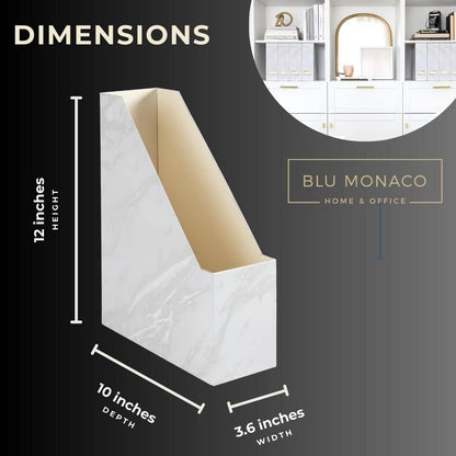 BLU MONACO | Cardboard Magazine File Holder Set of 4 | Vertical Magazine File Holder for Desk and Shelves | Standing File Holder for Classroom School Paper Storage