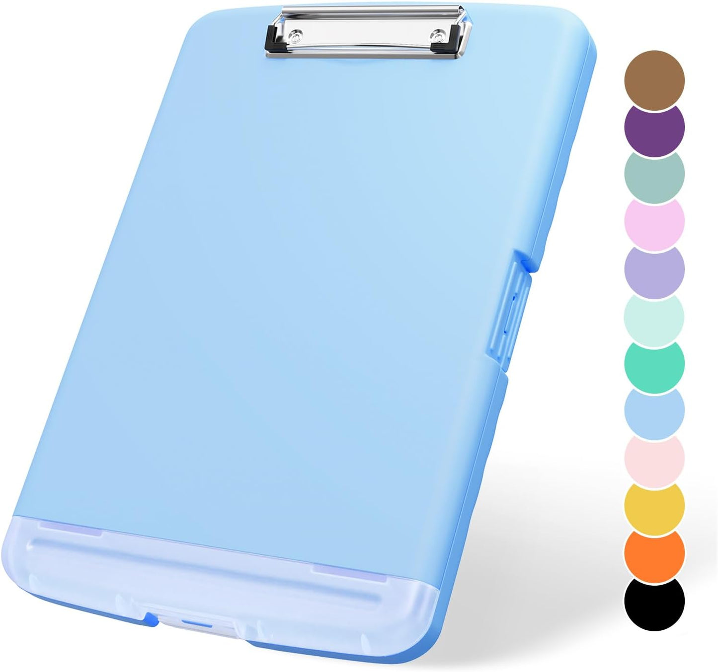 Plastic Clipboard with Storage, 8.5 x 11 Storage Organization Box Side-Opening, Heavy Duty Clip Board with Pen Holder and Paper Folder for Nurses, Teachers, Office & School Supply, Orange