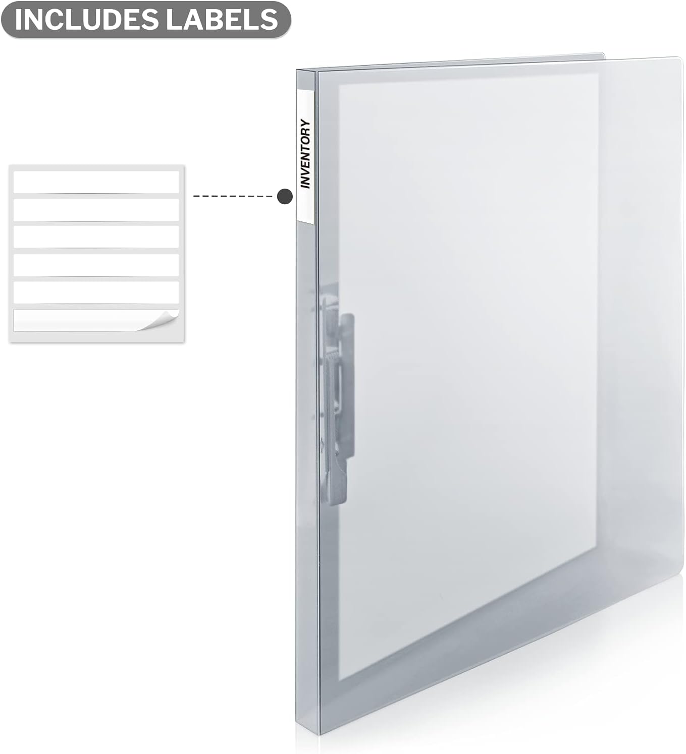 CRANBURY Punchless Clamp Binder (Dusky Gray), Ringless Binder Holds 100 Letter Size Pages, Documents, 8.5x11 Folder with Metal Clip for Home or Office, Transparent Acid-Free Poly