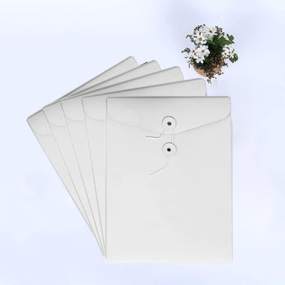 VANRA Kraft Paper A4/C4 File Folders Filing Envelope Folder Pack of 5, Filing Envelope Folder Jacket Document Letter Organizer with String Closure for School,Office (Black)