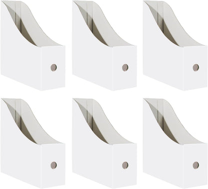 Limitliho 6 Pack Cardboard Magazine Holder for Desk, Book Bins for Classroom Library,Office,Home, 10.6" H x 10.2" L x 3.5" W in Magazine File Holder (Elegant color)