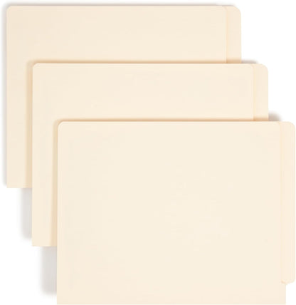 Smead Heavyweight End Tab Fastener File Folder, Shelf-Master® Reinforced Straight-Cut Tab, 2 Fasteners, Letter Size, Manila, 50 per Box (34215)
