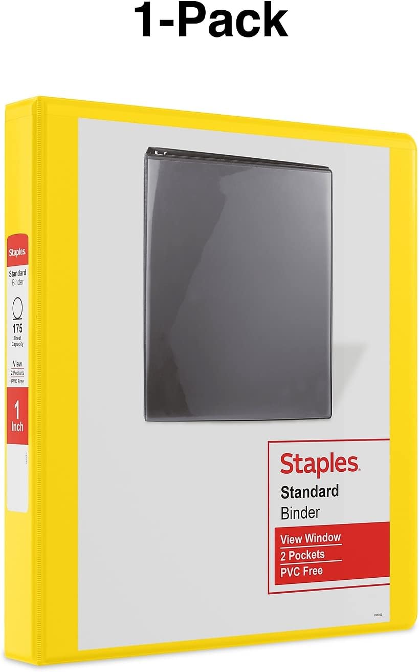 Staples Standard 2-Inch 3-Ring View Binder, Holds Up to 450 Sheets, Orange, Durable Binder for Office & School