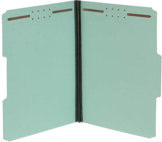 Blue Summit Supplies Pressboard File Folder, 1 Inch Expansion, Top-Tab, Letter Size, Gray/Green 25 Pack