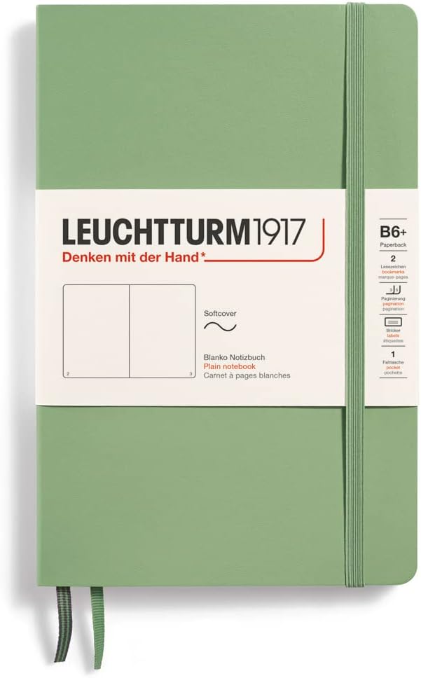 LEUCHTTURM1917 - Notebook Softcover Paperback B6+ - 123 Numbered Pages for Writing and Journaling (Ruled, Rising Sun)
