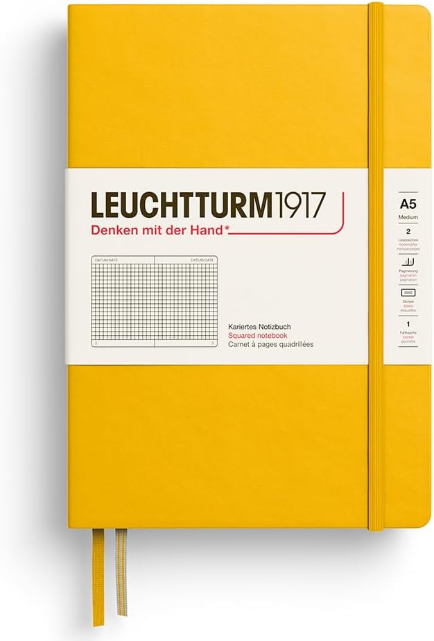 LEUCHTTURM1917 - Notebook Hardcover Medium A5-251 Numbered Pages for Writing and Journaling - Thinking Ahead (Plain Paper, Spice Brown)
