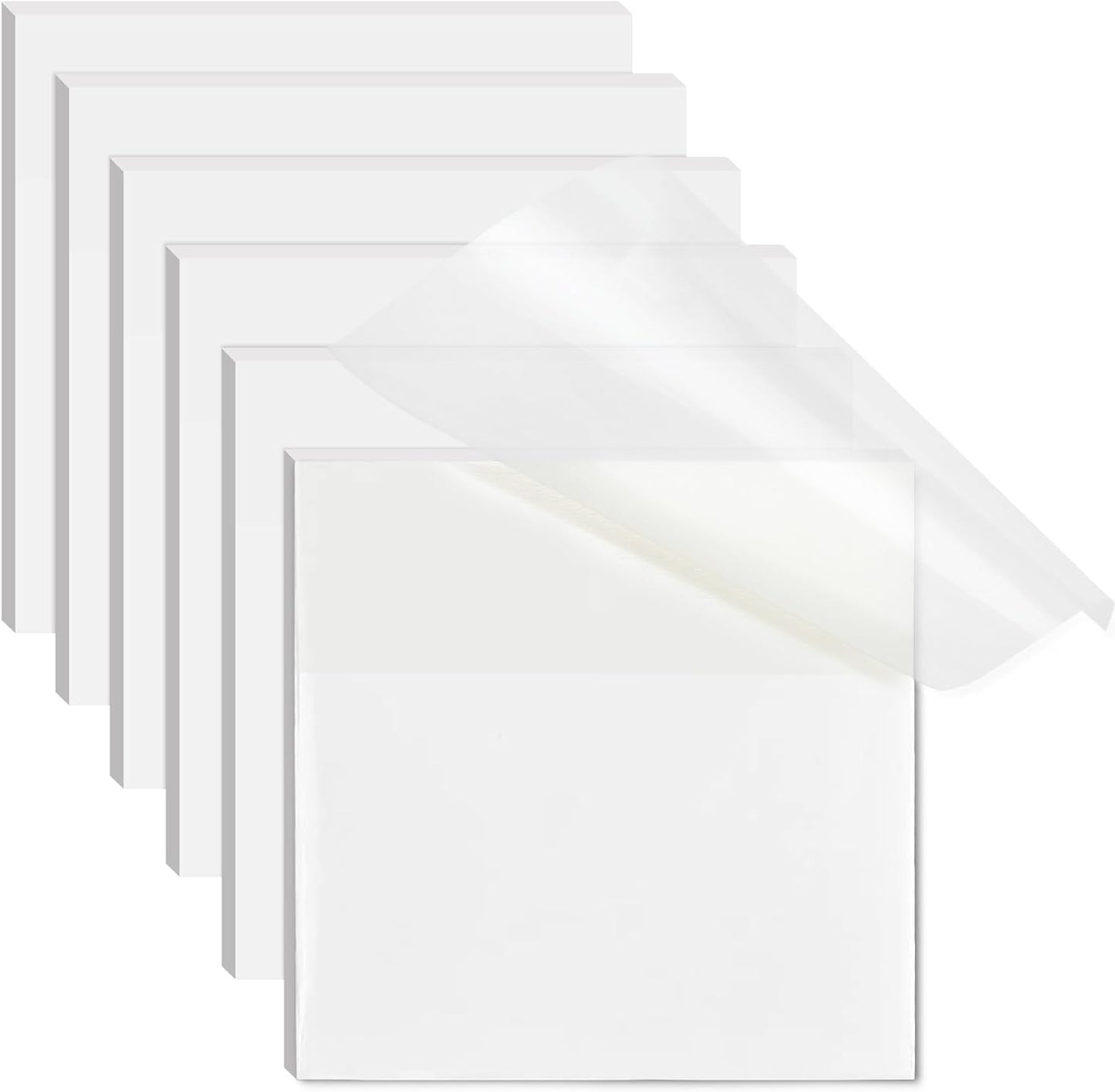 [1000 PCS] Transparent Sticky Notes, 6 Sizes Clear Sticky Notes Pads, Waterproof Self-Adhesive Translucent Sticky Notes for Annotating Books, See Through Sticky Notes for School & Office