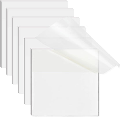 [1000 PCS] Transparent Sticky Notes, 6 Sizes Clear Sticky Notes Pads, Waterproof Self-Adhesive Translucent Sticky Notes for Annotating Books, See Through Sticky Notes for School & Office