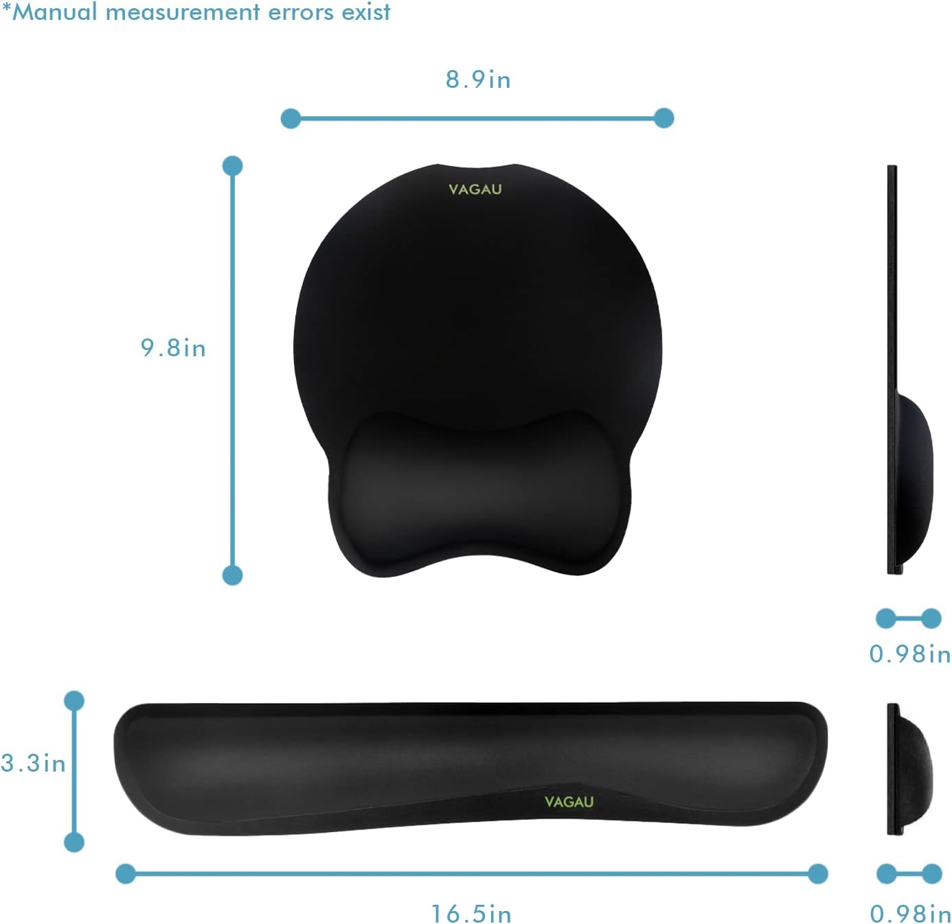 VAGAU Premium Keyboard Wrist Rest and Mouse Pad Wrist Support, Ergonomic Memory Foam Set for Office, Laptop, Mac, Computer and Gaming, Comfortable Typing &Wrist Pain Relief (2 Pack)