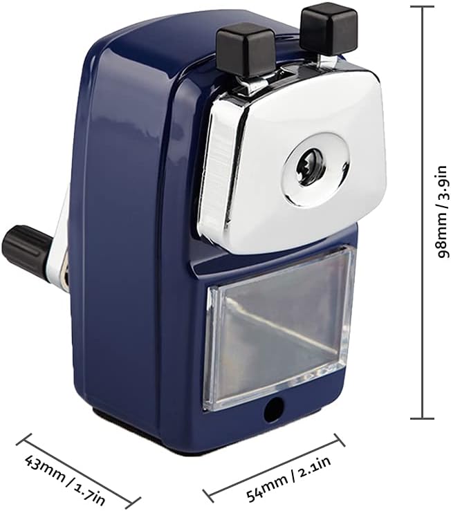 Pencil Sharpener, School Office Manual Desktop Sharpener for Standard and Jumbo Pencils, Pencil Sharpener Metal Manual Crank for Classroom, Home and Art(Color:Red)