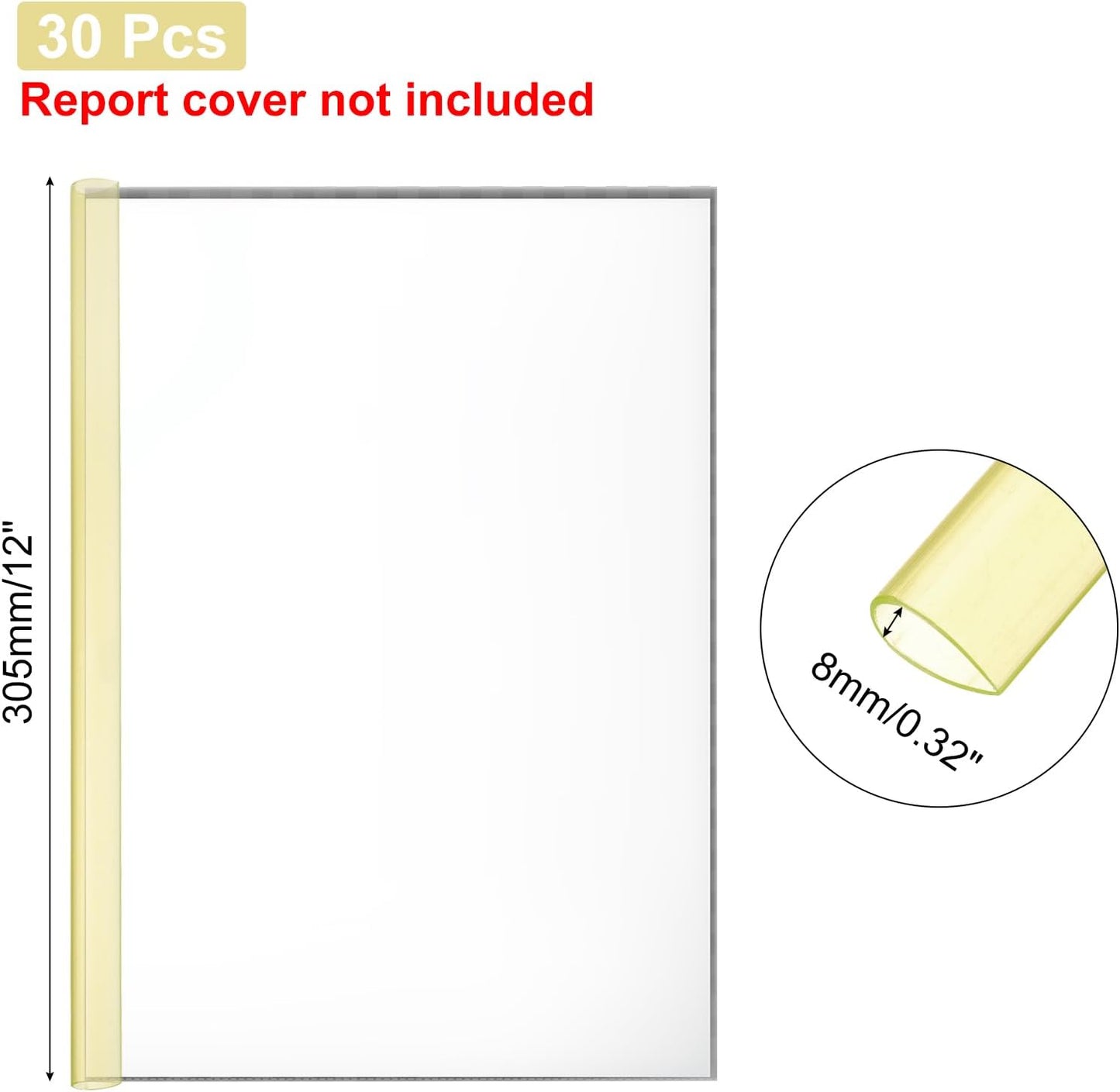 PATIKIL 30Pcs Binding Bars, 8mm Binding Bars Slide Grip 50 Sheets Capacity A4 Size Report Binder Teardrop Shape Presentation Binder for Report Cover Resume, Clear