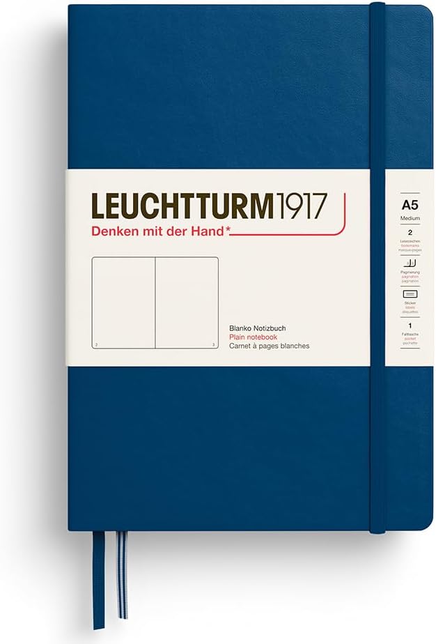LEUCHTTURM1917 - Notebook Hardcover Medium A5-251 Numbered Pages for Writing and Journaling - Thinking Ahead (Plain Paper, Spice Brown)