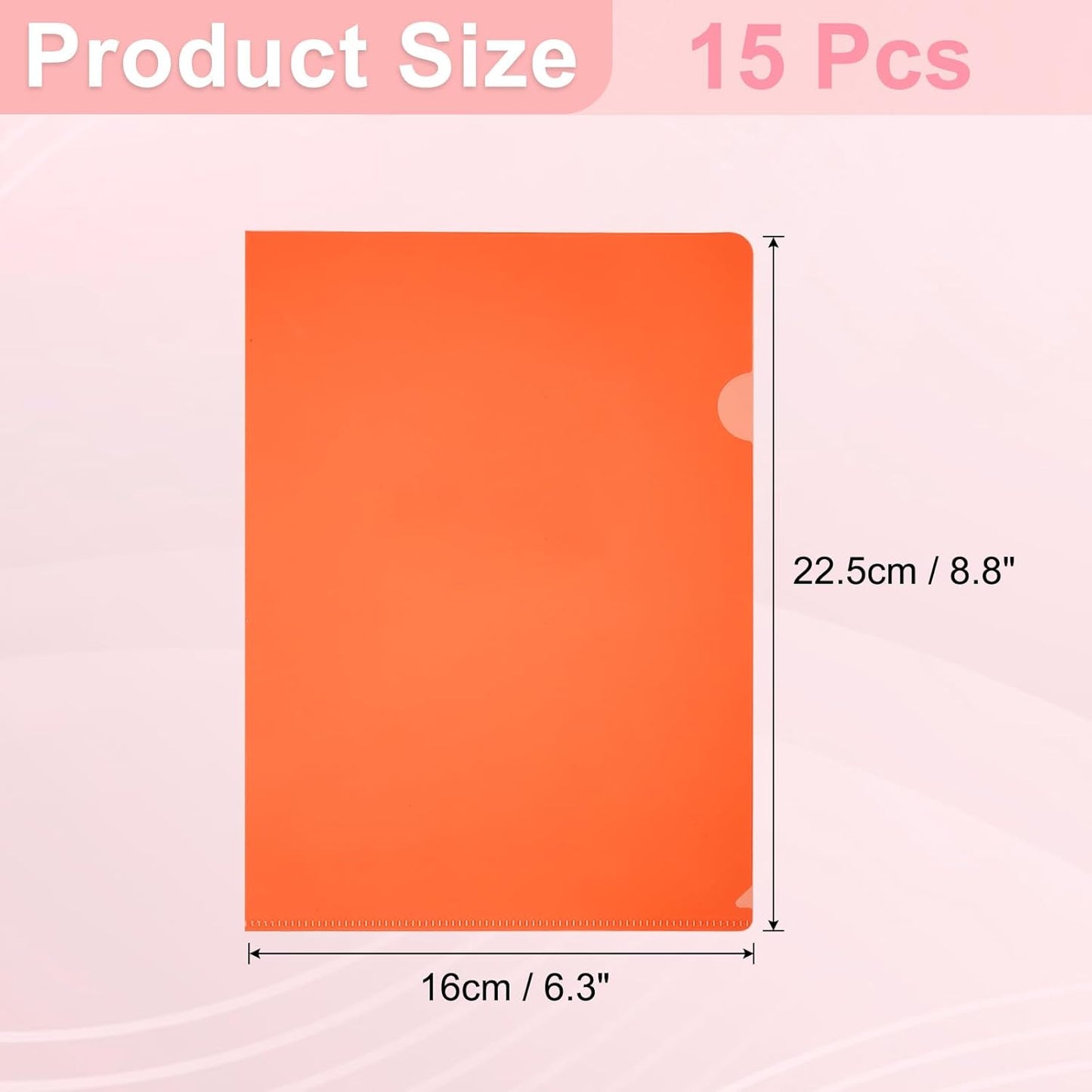 PATIKIL A5 Plastic Folders, 15 Pack Clear Folders L Type Project Pockets Paper Document Jacket Sleeves L Shaped Transparent for Documents Plastic Office File, 6.3x8.8in, Gray