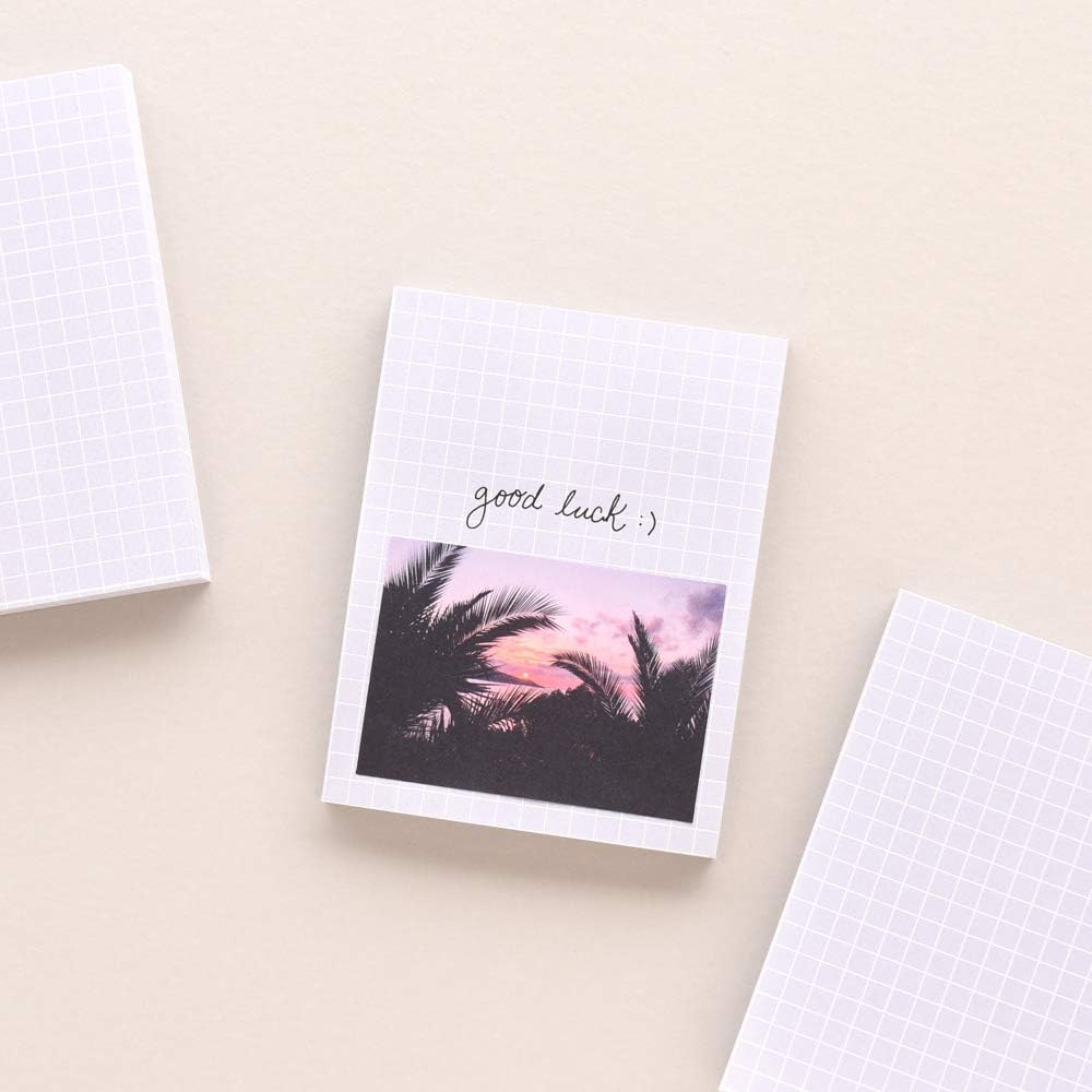 Monolike Memopad Memories design B SET - 4 Packs, 4 Different Designs, 100 Sheets Per Pad, Total 400 Sheets, Note pads, Writing pads, 3.15 x 4.17 Inches