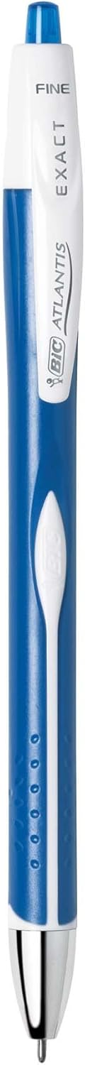 BIC Glide Exact Blue Retractable Ballpoint Pens, Fine Point (0.7mm), 12-Count Pack, Ultra Smooth Writing Blue Pens
