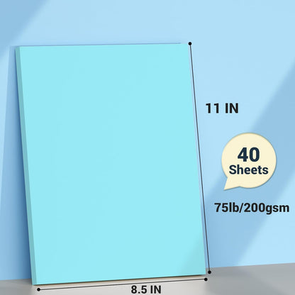 Cardstock 8.5 x 11, Thick Printer Paper 75 lb/200 gsm, 40 Sheets Card Stock White, Heavy Card stock, White CardStock Paper for Invitations, Diy Cards, Business Cards, Menus, Crafts, Drawing etc