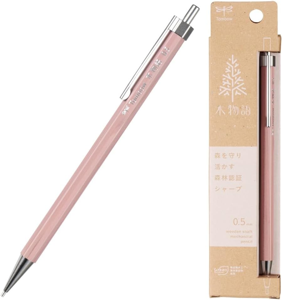 Tombow KIMONOGATARI Mechanical Pencil 0.5mm, Natural Wood Barrel, DHA-151 Japanese Eco-Friendly Pencil (Nemophila Blue)