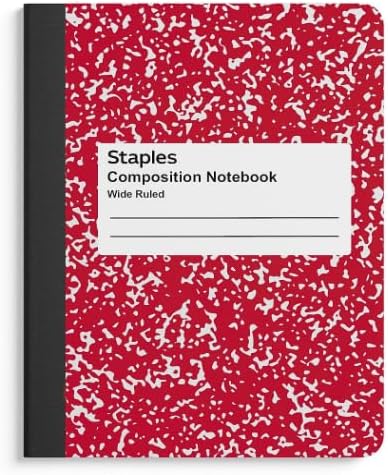 STAPLES Composition Notebook, 9.75” x 7.5”, Wide Ruled, 100 Sheets, Green Cover
