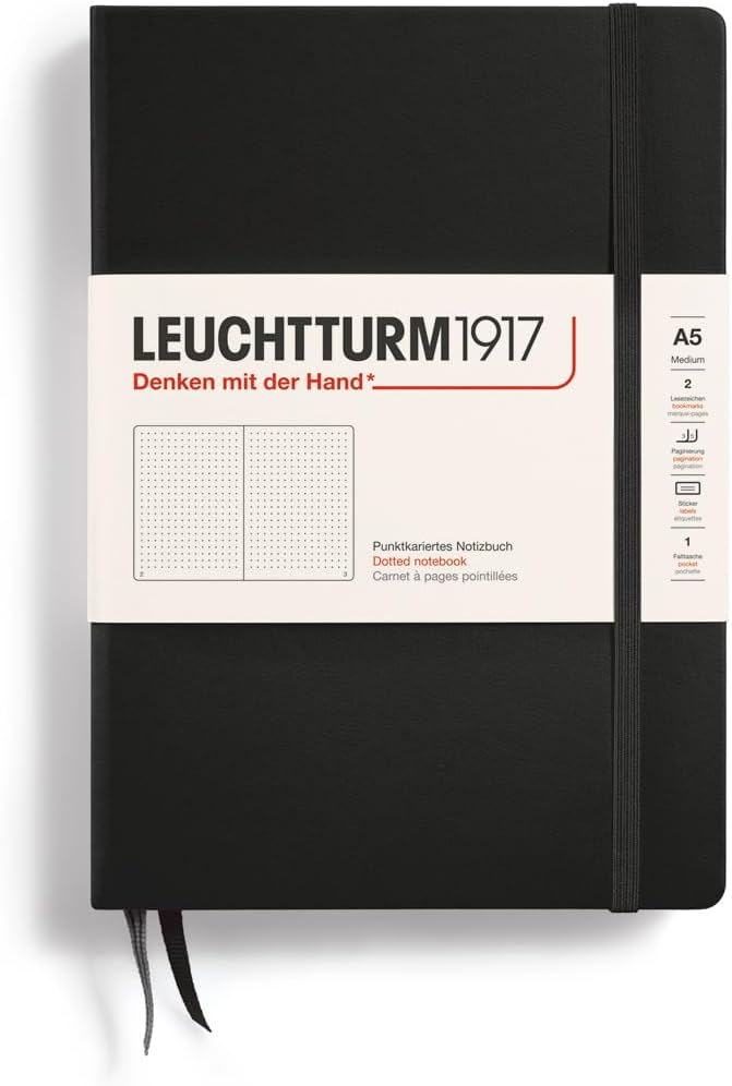 LEUCHTTURM1917 - Notebook Hardcover Medium A5-251 Numbered Pages for Writing and Journaling (Navy, Ruled)