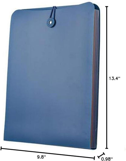 Vertical Expanding Accordion Folder with 7 Pockets Paperwork Organizer Document Wallet Briefcase Business File Organizer Bag A4 Letter Size Elastic Rope Closure Light Blue