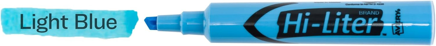 Avery Hi-Liter Desk-Style Highlighters, Smear Safe Ink, Chisel Tip, 12 Light Blue Highlighters (07746)