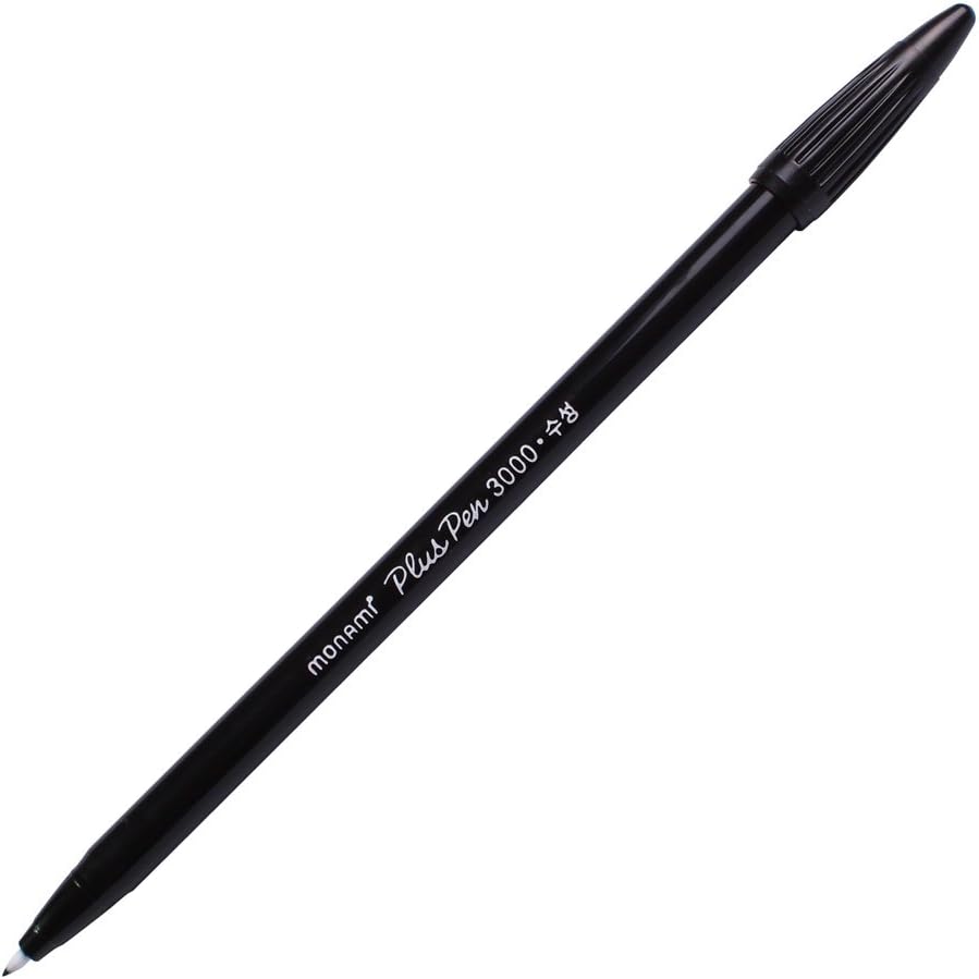 Monami Plus 3000 Office Sign Pen Felt Tip Water Based Ink Color Pen Complete Red,Blue,Black Dozen Box