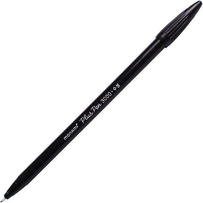 Monami Plus 3000 Office Sign Pen Felt Tip Water Based Ink Color Pen Complete Red,Blue,Black Dozen Box