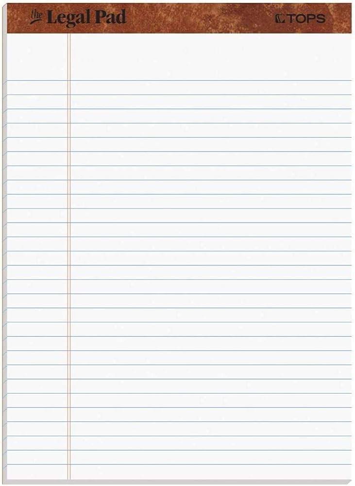 Tops The Legal Pads 8.5 X 11 Pack of 24 White Wide Ruled Notepads - 50 Sheets Per Pad - Made in the USA