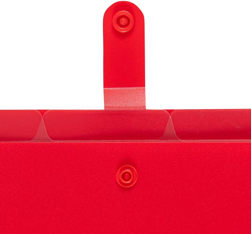 JAM Paper Accordion Folders - 13 Pocket Plastic Expanding File - Legal Size - 10 x 15 - Red - Sold Individually