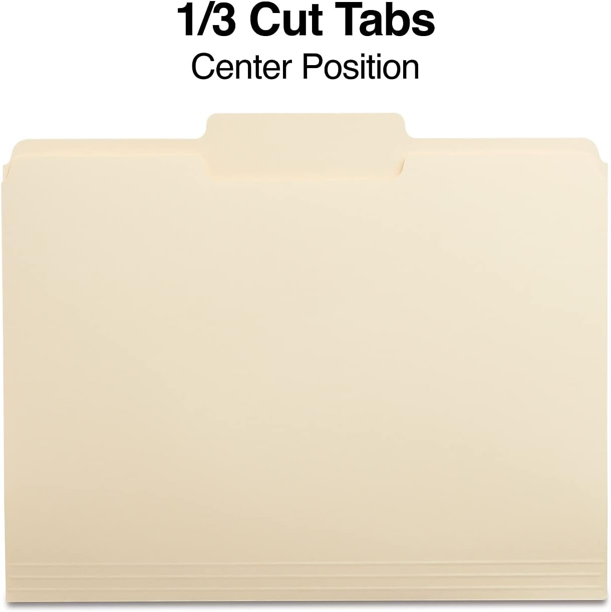Staples 1/3‑Cut File Folders, Letter Size, Center Tab Position, Manila, Durable Paper Stock, 100/Box
